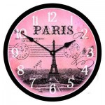 Paris Postcard Pink Clock