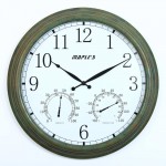 23" Metal Wall Clock with Thermo-Hygrometer